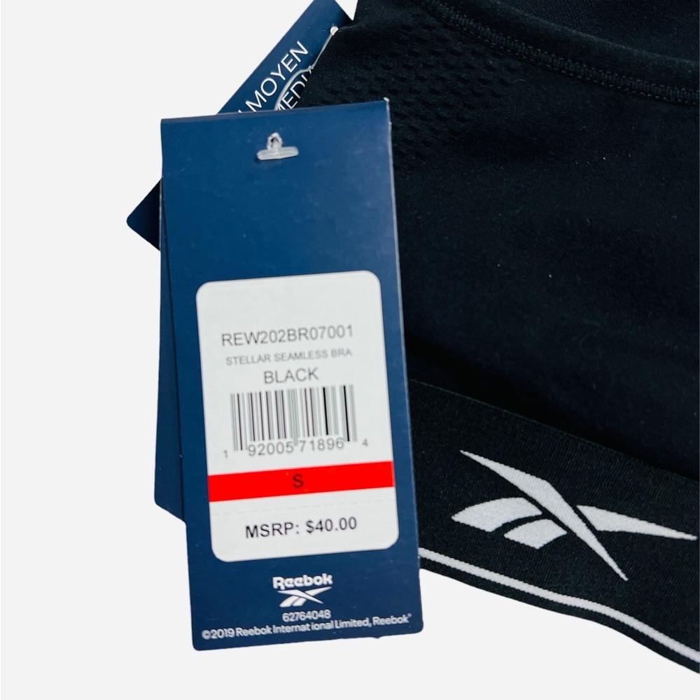 Reebok Women's Wireless Racerback Sports Bra Medium Impact Black Size S - Picture 4 of 4